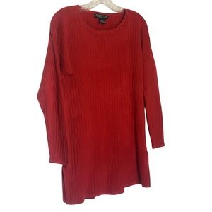 METROPOLITAN New York 1000 Red Ribbed Long Sleeve‎ Tunic Sweater XS